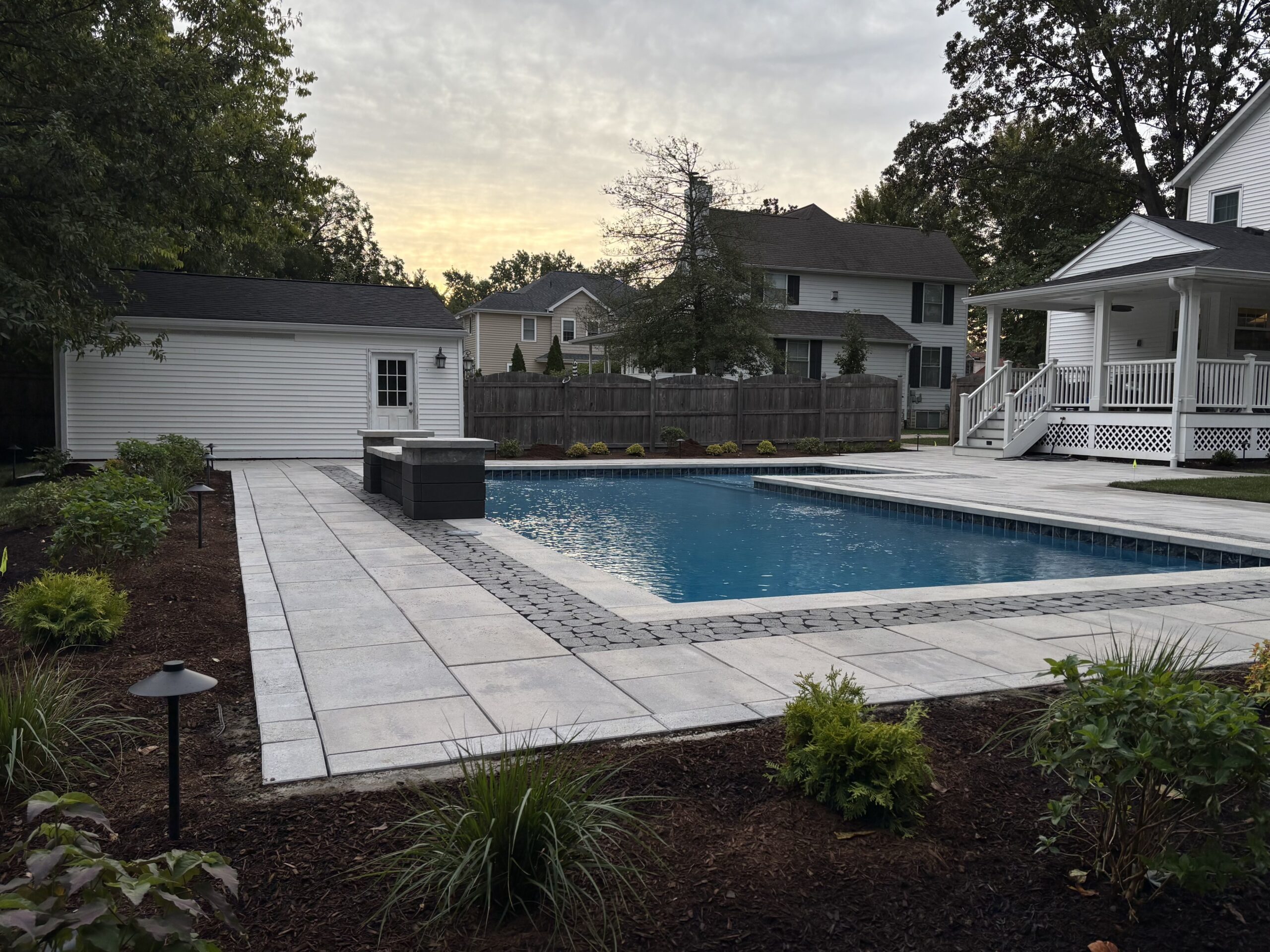 The finished Kirkwood poolscape from the identical camera position